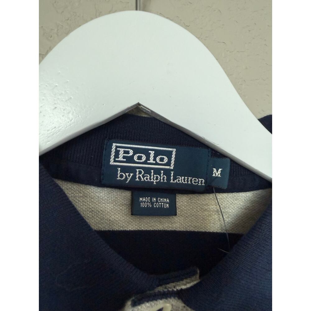 NWT Polo Ralph Lauren Striped Polo Shirt Size Medium Men Preppy Blue Gray - Picture 5 of 8
